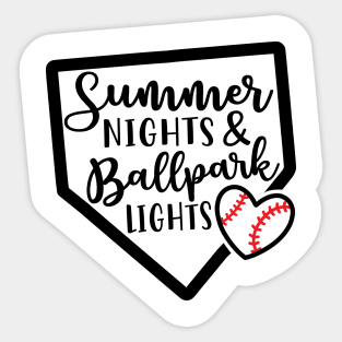 Summer Nights Ballpark Lights Baseball Sticker